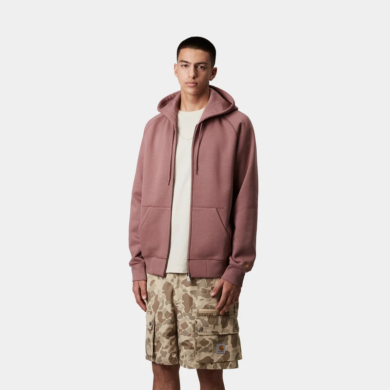 Carhartt WIP Herren Chase Kapuzenjacke mit Reißverschluss vorne - Altrosa
