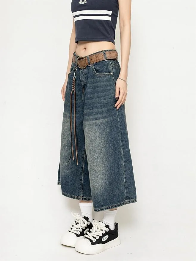 Mia | Retro Denim Culotte Weite Hose Für Einen Markanten Streetwear-Look