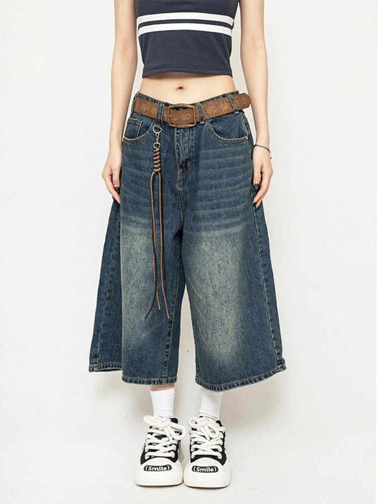 Mia | Retro Denim Culotte Weite Hose Für Einen Markanten Streetwear-Look