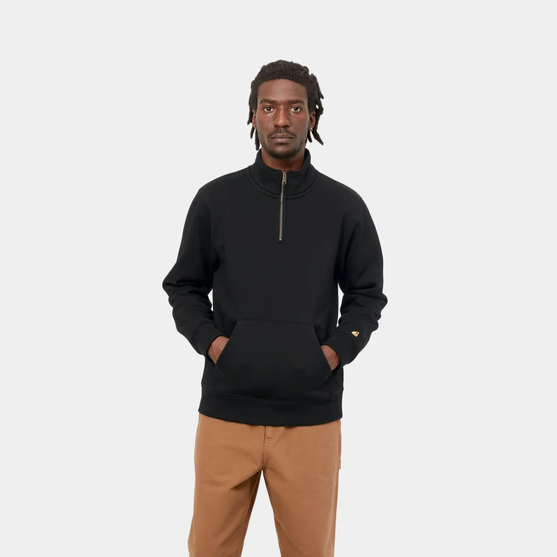 Carhartt WIP Herren Chase Neck Zip Sweat Top - Schwarz
