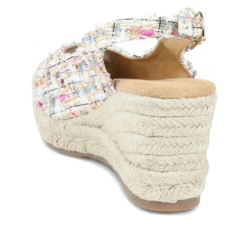 Peep Toe Wedged Slingback Espadrilles - WBINS43080 / 329 263 - Multi