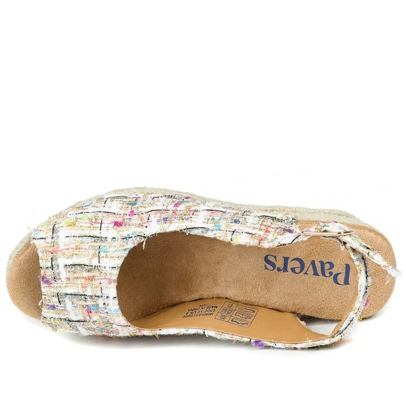 Peep Toe Wedged Slingback Espadrilles - WBINS43080 / 329 263 - Multi