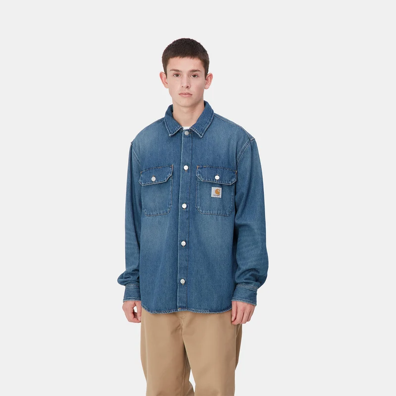 Carhartt WIP Harvey Hemdjacke für Herren - Dunkelblau Used Wash