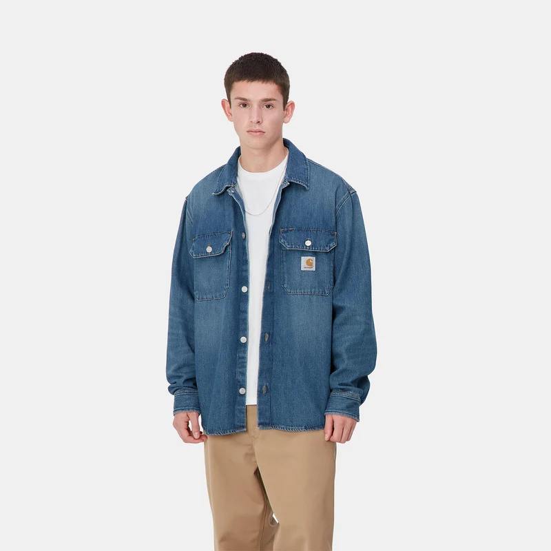 Carhartt WIP Harvey Hemdjacke für Herren - Dunkelblau Used Wash