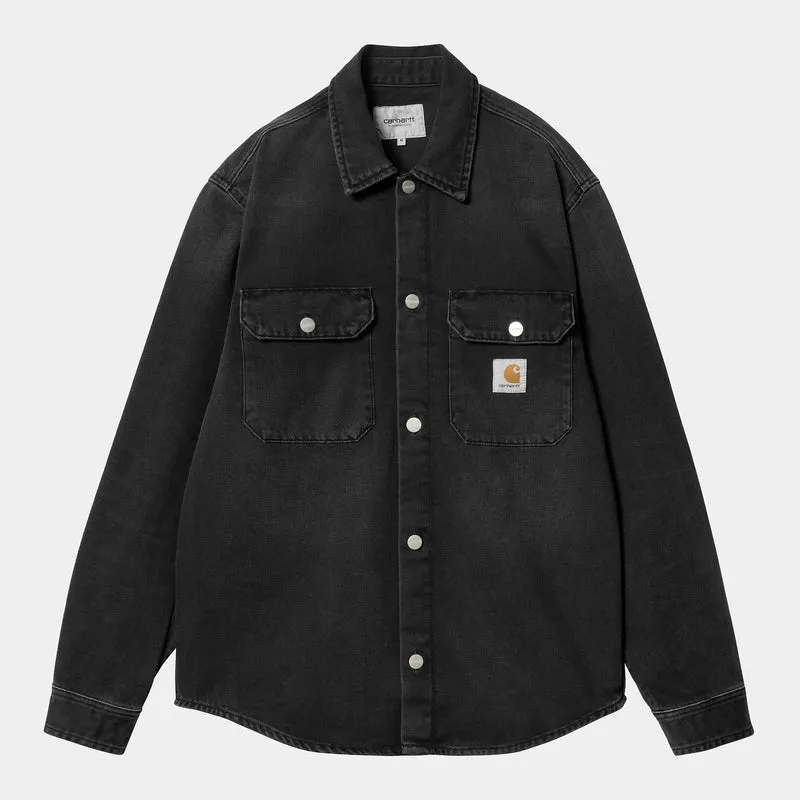 Carhartt WIP Harvey Hemdjacke für Herren - Schwarz, dunkle Used-Waschung