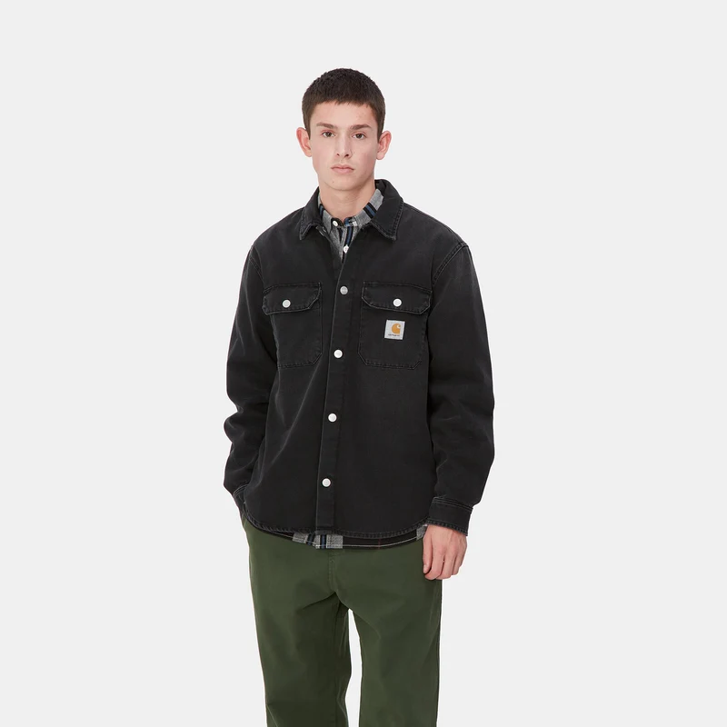 Carhartt WIP Harvey Hemdjacke für Herren - Schwarz, dunkle Used-Waschung