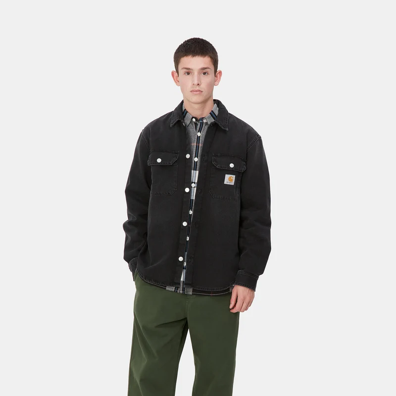 Carhartt WIP Harvey Hemdjacke für Herren - Schwarz, dunkle Used-Waschung