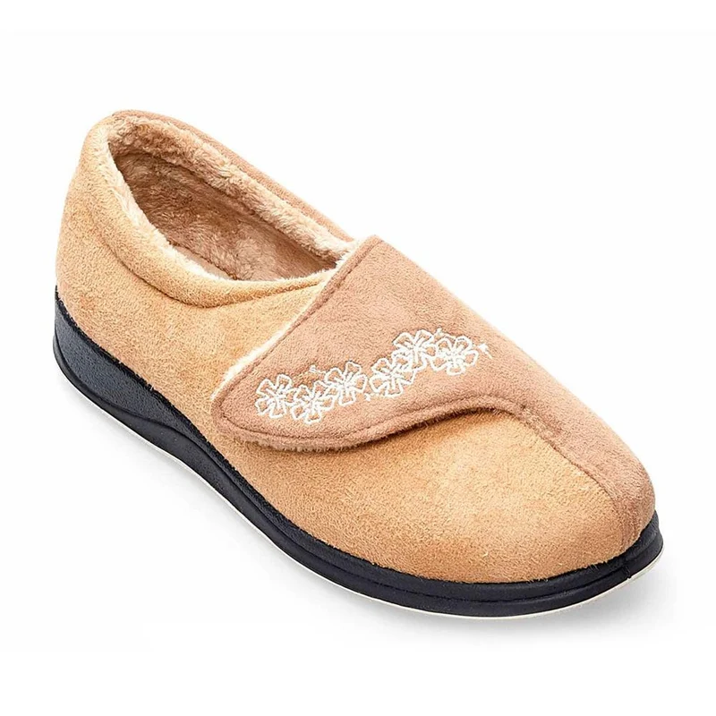 Padders Ladies Slippers 2E Fit Vulcanised - HUG - Hug / null - TAUPE /CAMEL