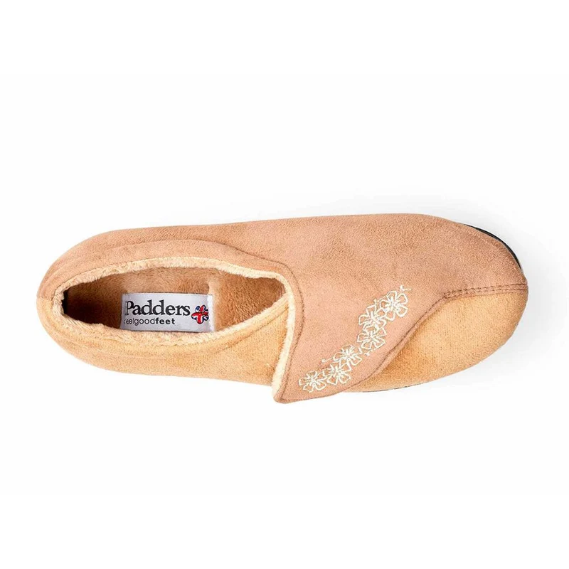 Padders Ladies Slippers 2E Fit Vulcanised - HUG - Hug / null - TAUPE /CAMEL