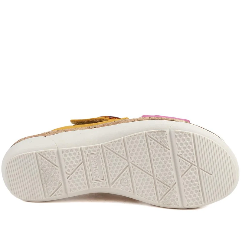 Dual Adjustable Fasten Mule Sandals - WBINS43013 / 329 089 - Mustard-Pink