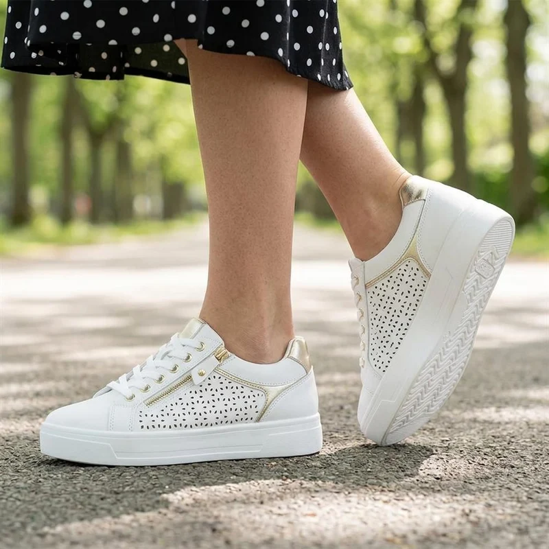 Casual Platform Trainers with Side Zip - WBINS43035 / 328 942 - White