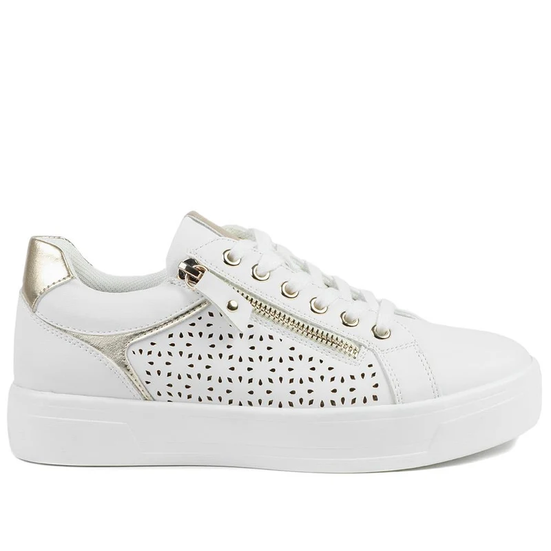 Casual Platform Trainers with Side Zip - WBINS43035 / 328 942 - White
