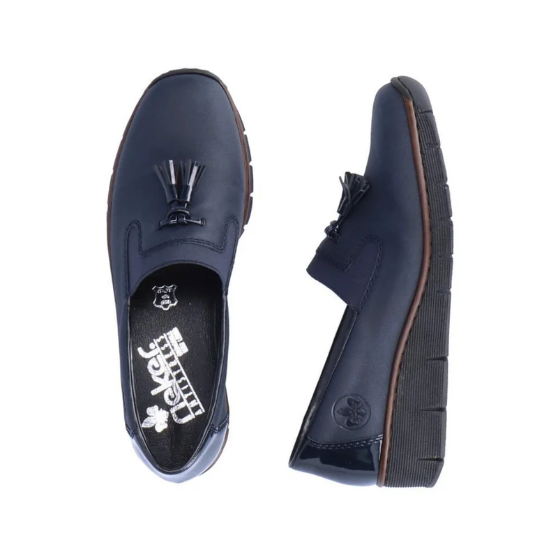 Rieker Loafer mit Keilabsatz für Damen - Marineblau