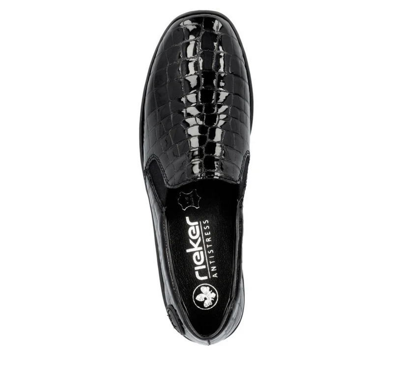 Rieker Loafer aus Leder für Damen mit Keilabsatz - Schwarz