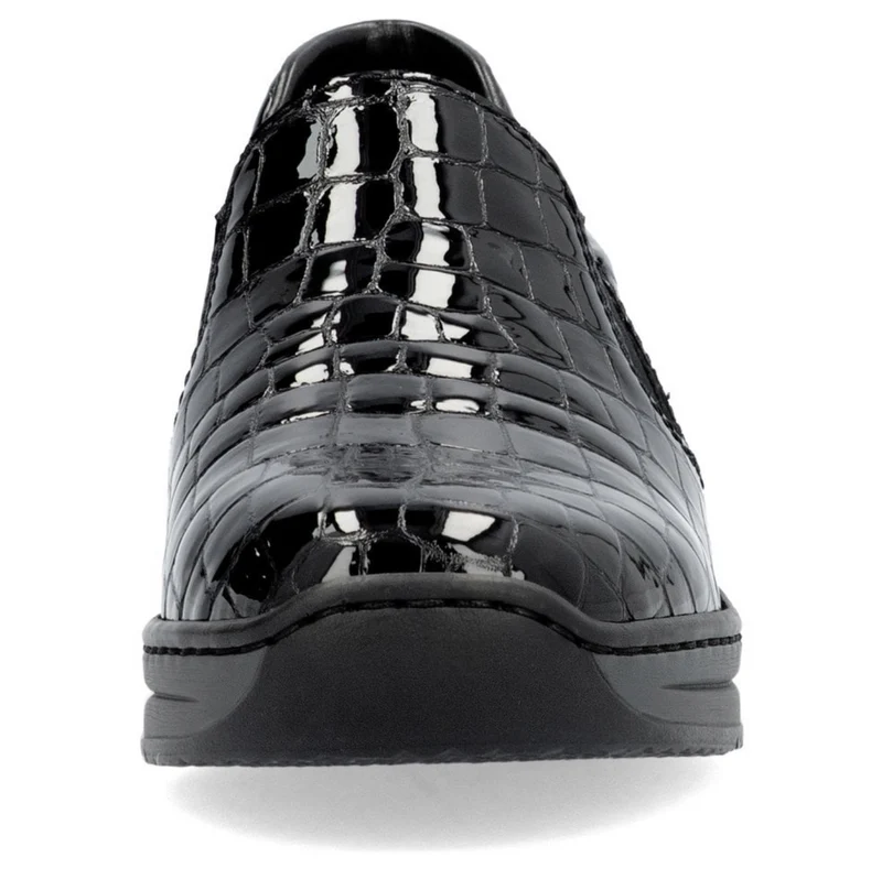 Rieker Loafer aus Leder für Damen mit Keilabsatz - Schwarz