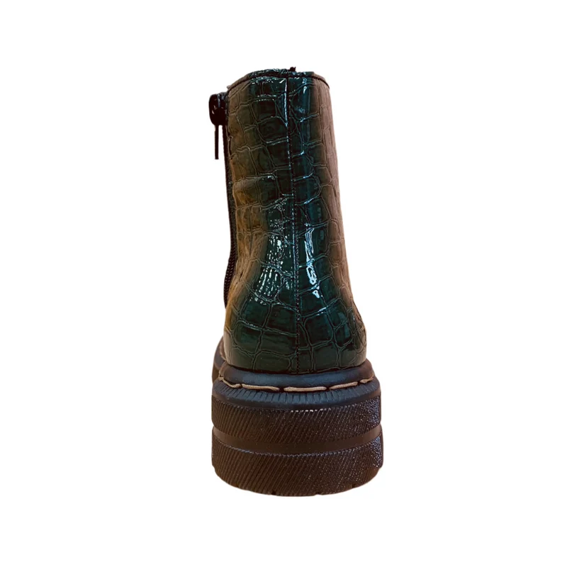 Rieker Damen-Stiefelette aus Lackleder mit Fleecefutter - Grün
