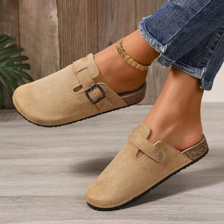 Charlotte | Elegante Und Stilvolle Wildleder-Pantoletten Mit Schnalle