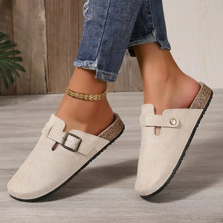 Charlotte | Elegante Und Stilvolle Wildleder-Pantoletten Mit Schnalle