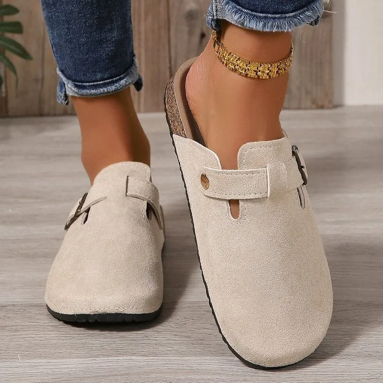 Charlotte | Elegante Und Stilvolle Wildleder-Pantoletten Mit Schnalle