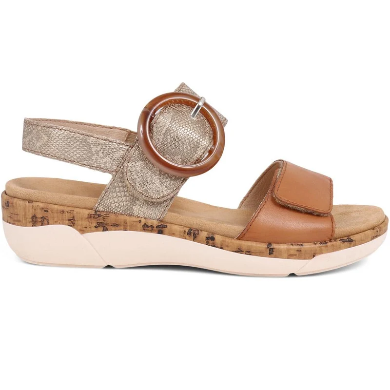 Dual-Fitting Two-Tone Sandals - DRS33503 / 319 686 - Tan Multi