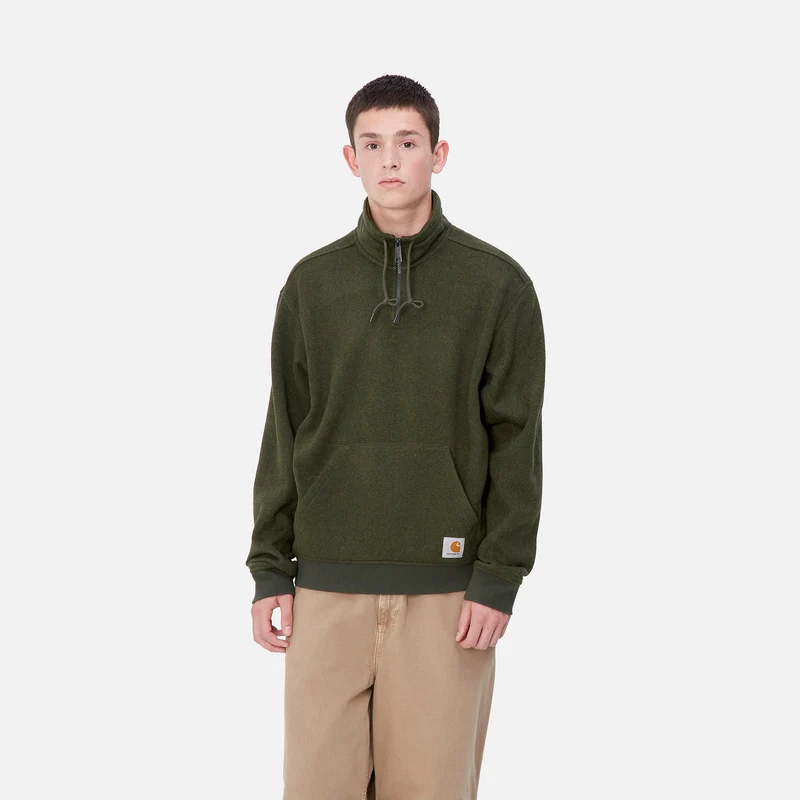 Carhartt WIP Luther Sweat-Top für Herren mit halbem Reißverschluss - Tarragon Heather