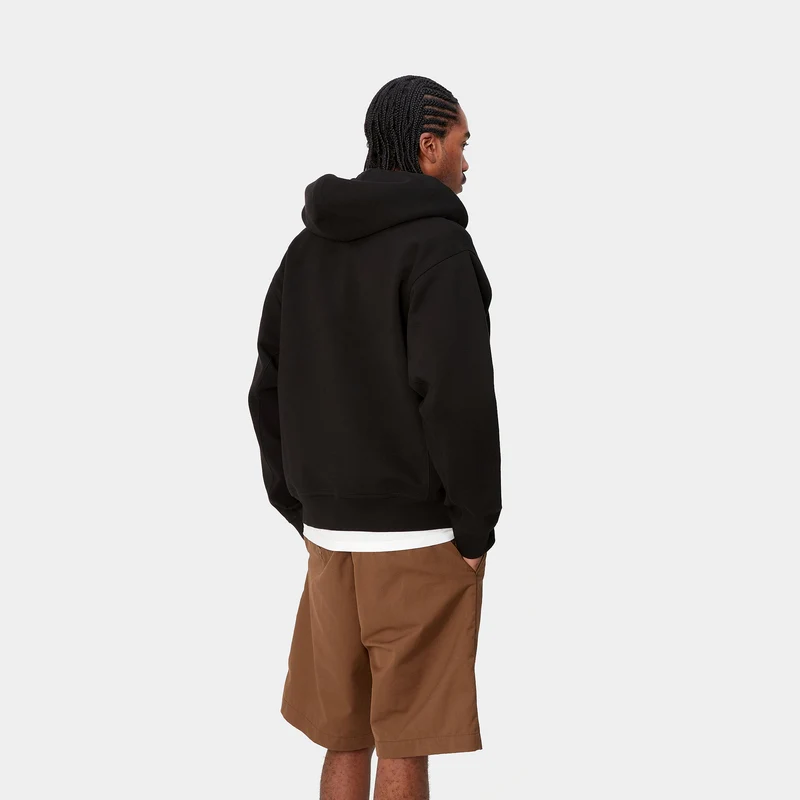 Carhartt WIP Herren American Script Kapuzenjacke mit Reißverschluss vorne – Schwarz
