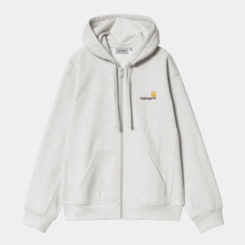 Carhartt WIP Herren American Script Kapuzenjacke mit Reißverschluss vorne – Aschgrau meliert