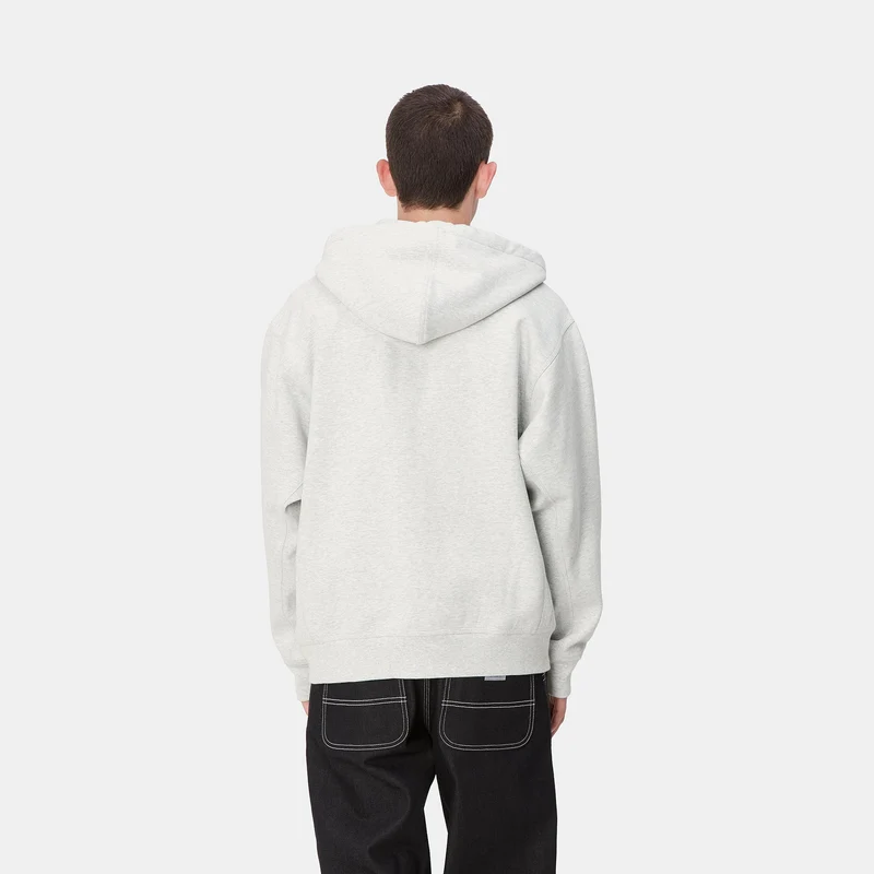 Carhartt WIP Herren American Script Kapuzenjacke mit Reißverschluss vorne – Aschgrau meliert