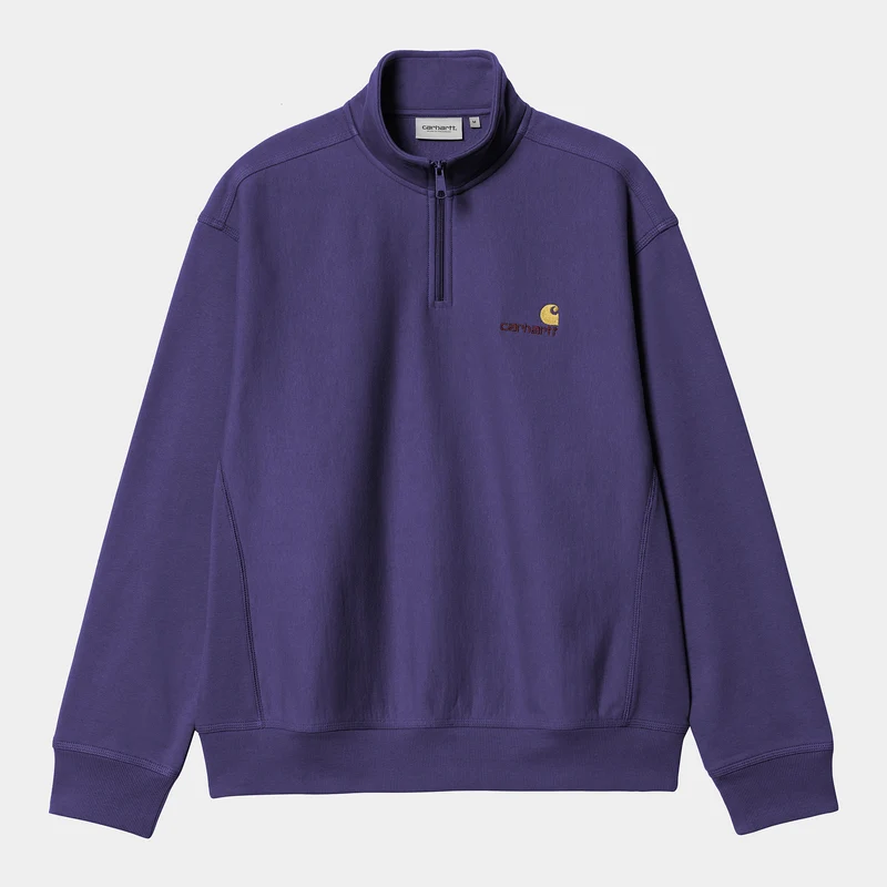 Carhartt WIP Herren Halb-Zip-Reißverschluss American Script Sweatshirt - Aura