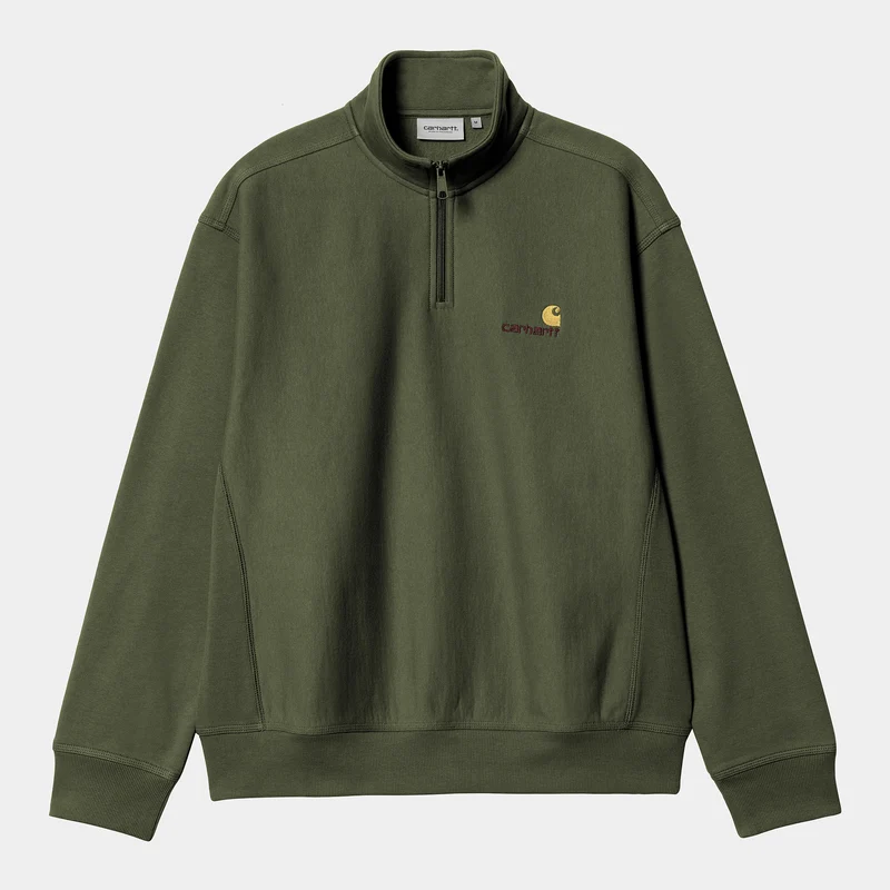 Carhartt WIP Herren Halb-Zip-Reißverschluss American Script Sweatshirt - Estragon