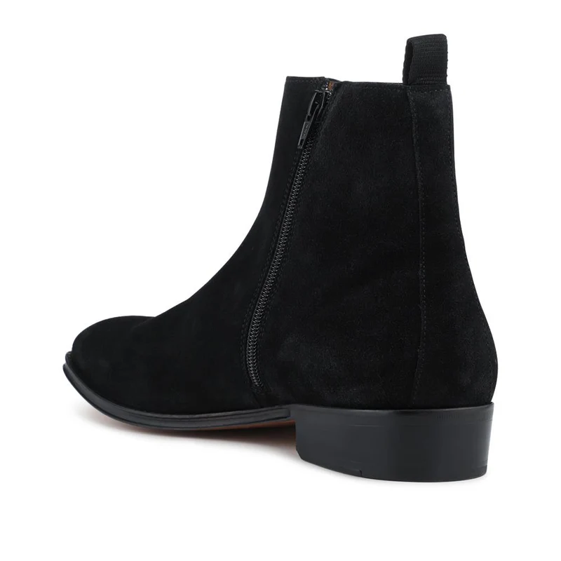 Flaxen Leather Ankle Boots - FLAXEN / 325 744 - Black Suede
