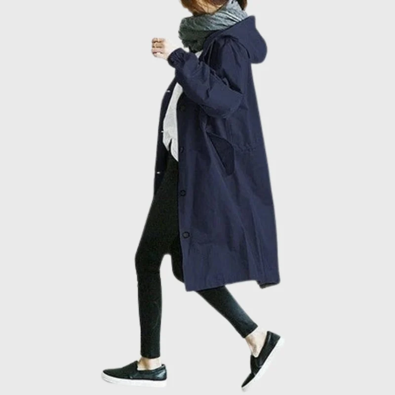Ruby | Wasserabweisender Kapuzen-Trenchcoat Mit Langer Silhouette