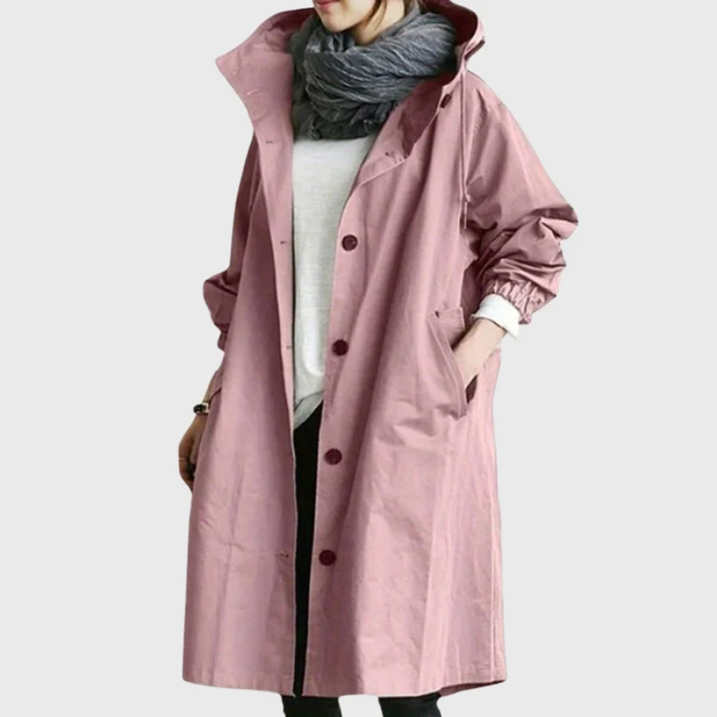 Ruby | Wasserabweisender Kapuzen-Trenchcoat Mit Langer Silhouette