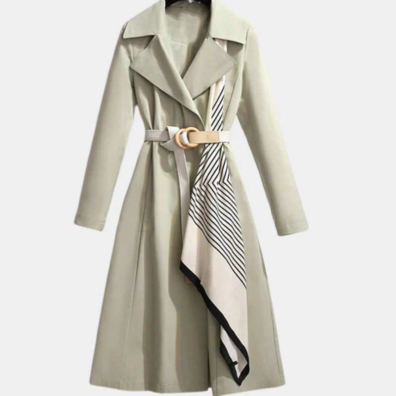 Jennifer | Eleganter Midi Trenchcoat Mit Taillengürtel