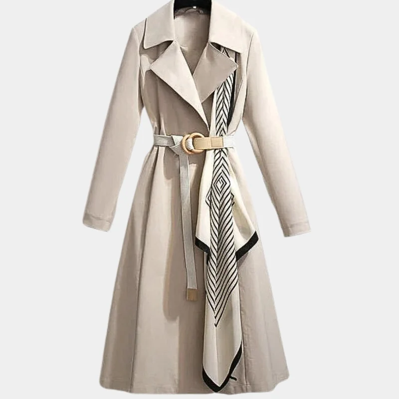 Jennifer | Eleganter Midi Trenchcoat Mit Taillengürtel
