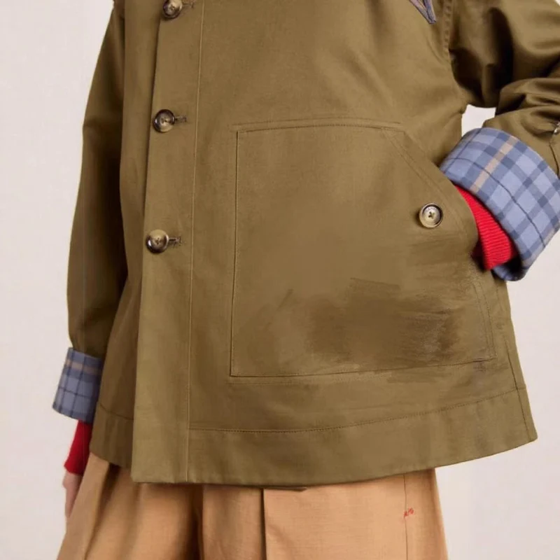 Maisie | Oversize-Trenchcoat mit kariertem Kragen