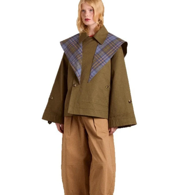 Maisie | Oversize-Trenchcoat mit kariertem Kragen