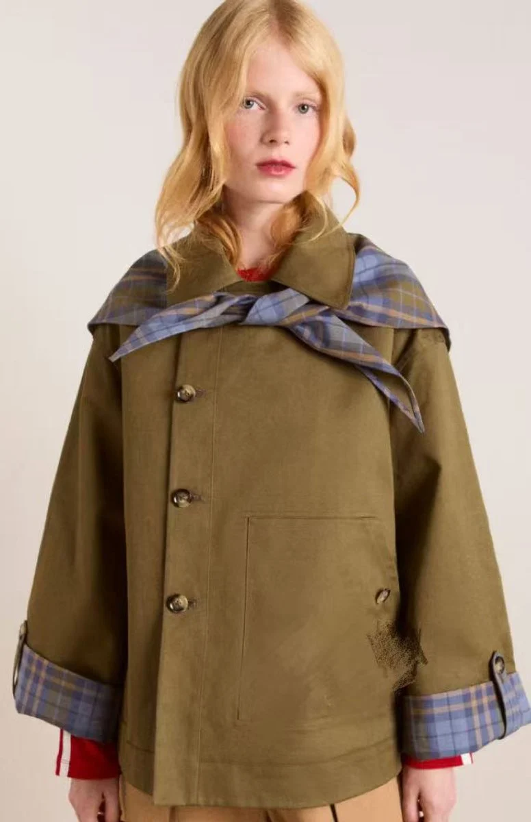 Maisie | Oversize-Trenchcoat mit kariertem Kragen