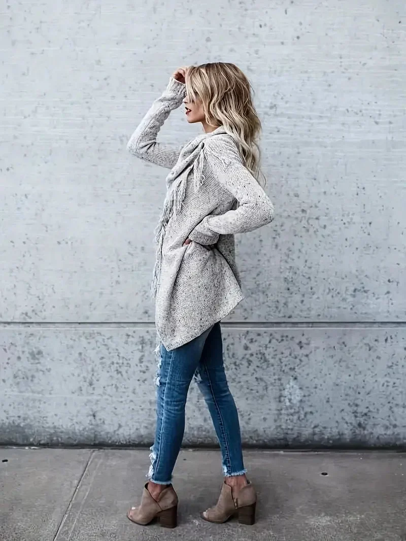 Sophia | Kuscheliger Und Stilvoller Fransenkragen Tunika-Pullover