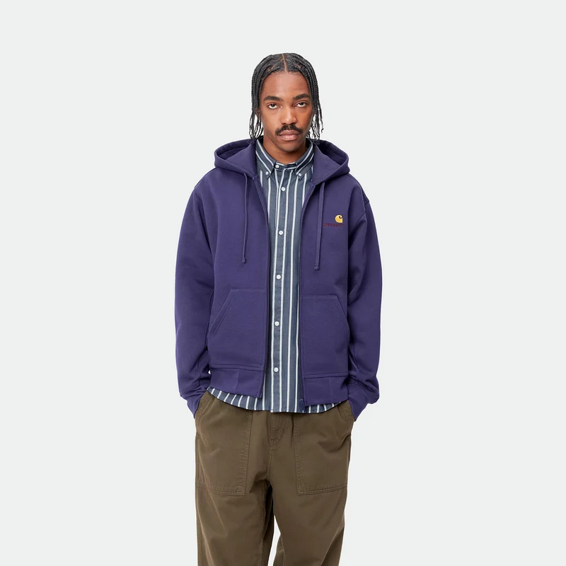 Carhartt WIP Herren American Script Kapuzenjacke mit Reißverschluss vorne – Aura