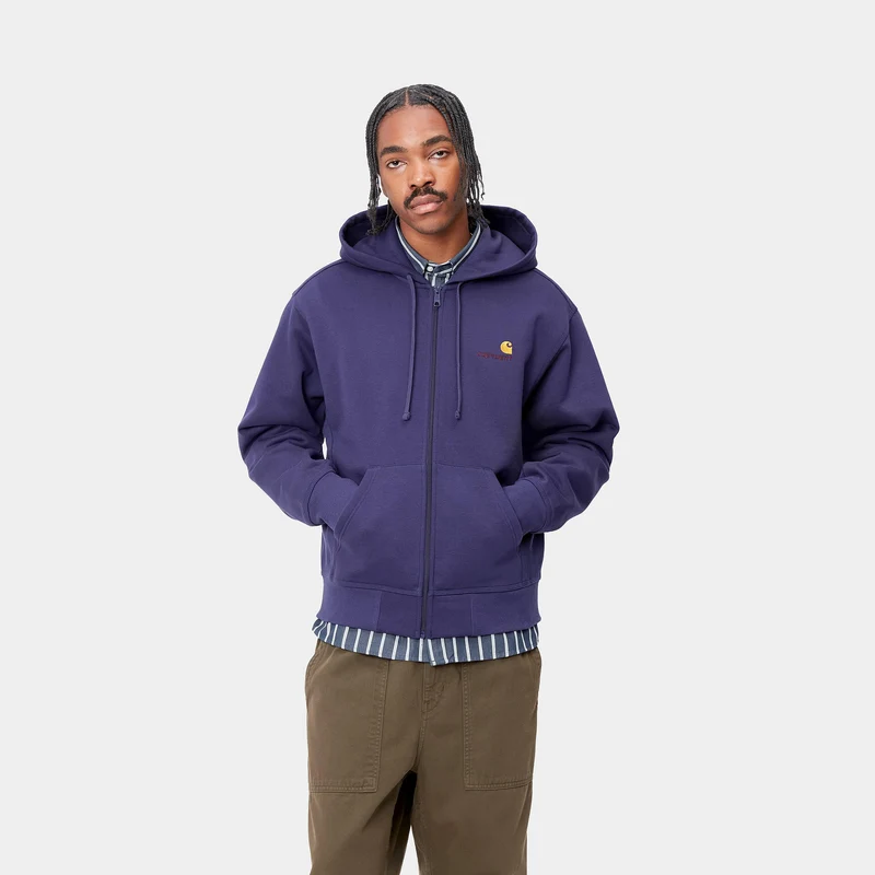 Carhartt WIP Herren American Script Kapuzenjacke mit Reißverschluss vorne – Aura