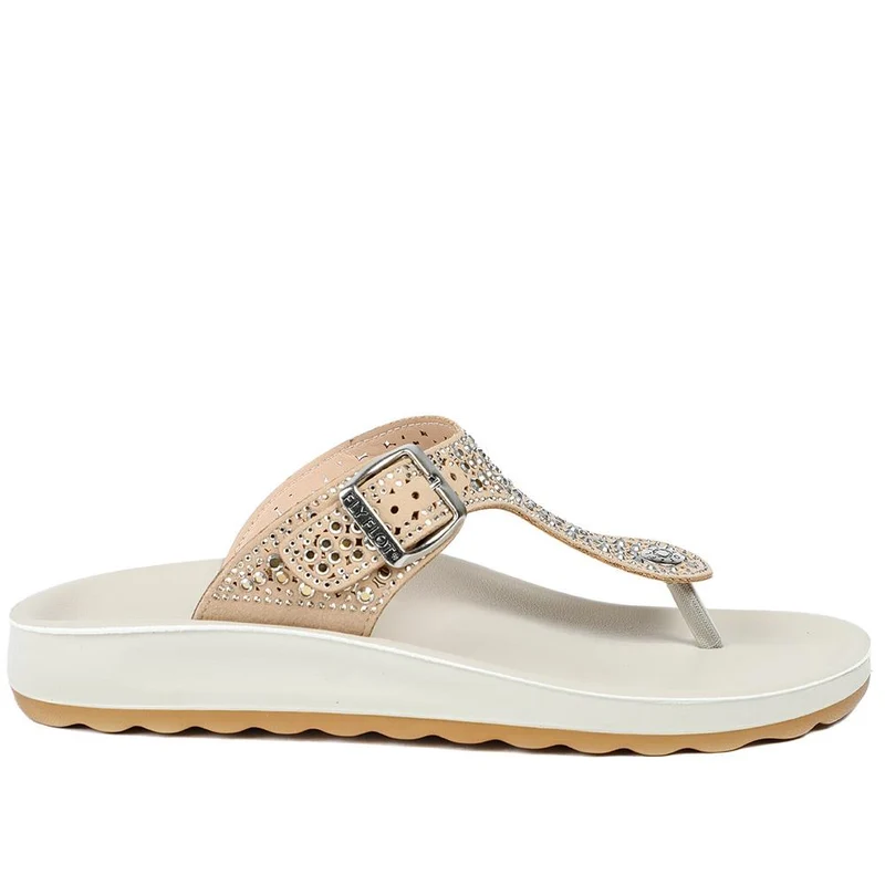 Fly Flot Buckled Toe Post Sandals - FLY43002 / 328 641 - Beige