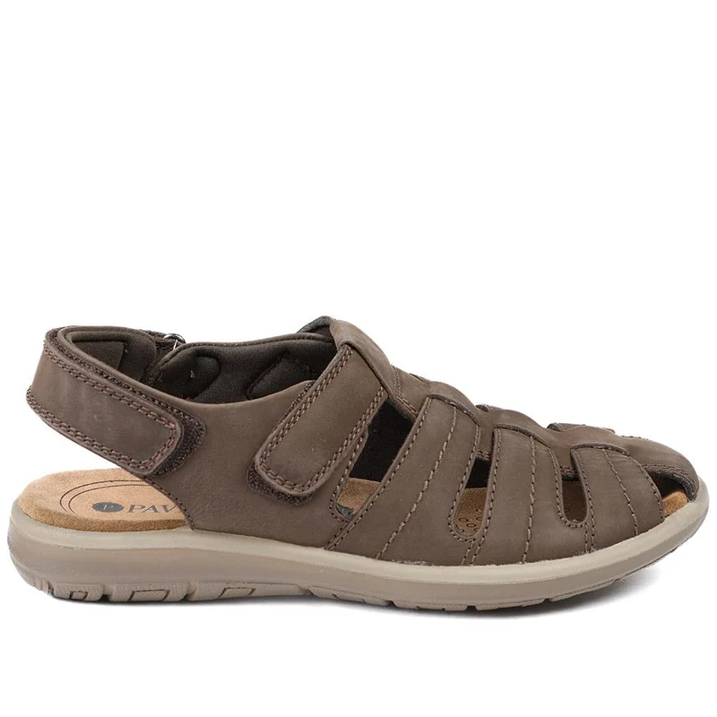 Dual Adjustable Fasten Leather Sandals - DDIN43009 / 329 104 - Brown