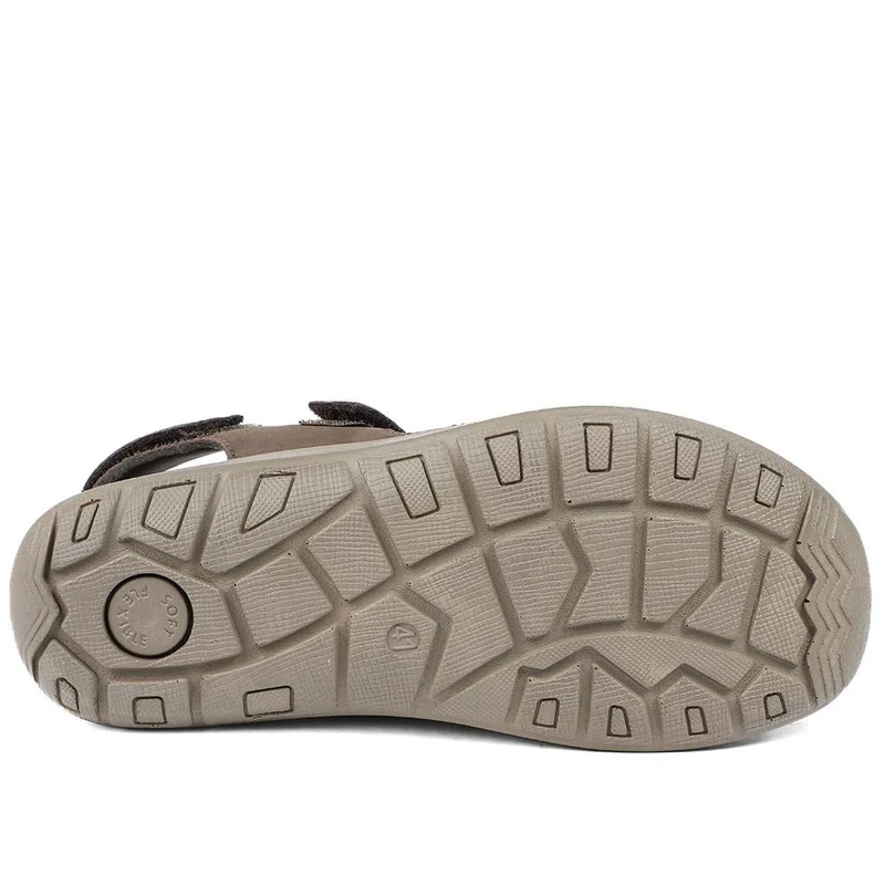 Dual Adjustable Fasten Leather Sandals - DDIN43009 / 329 104 - Brown