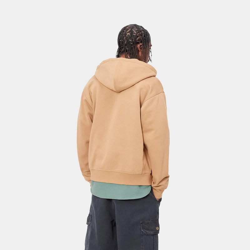 Carhartt WIP Herren American Script Kapuzenjacke mit Reißverschluss vorne – Erdnuss