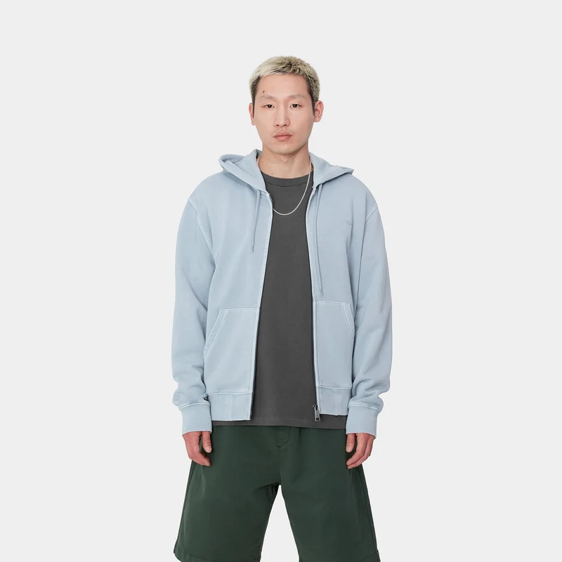 Carhartt WIP Herren Duster Script Reißverschluss vorne Jacke Hoodie - Misty Sky