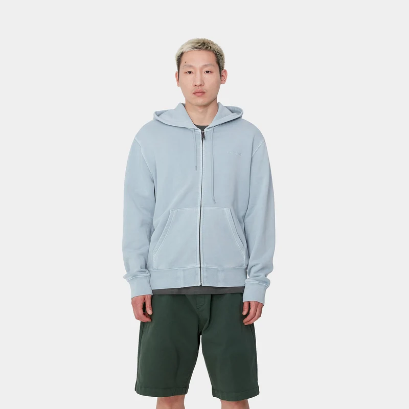 Carhartt WIP Herren Duster Script Reißverschluss vorne Jacke Hoodie - Misty Sky