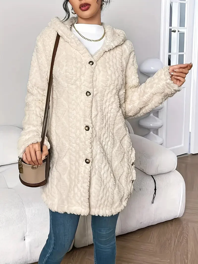 Sophia | Kuschelige Plüsch-Strickjacke Mit Kapuze Für Gemütliche Tage