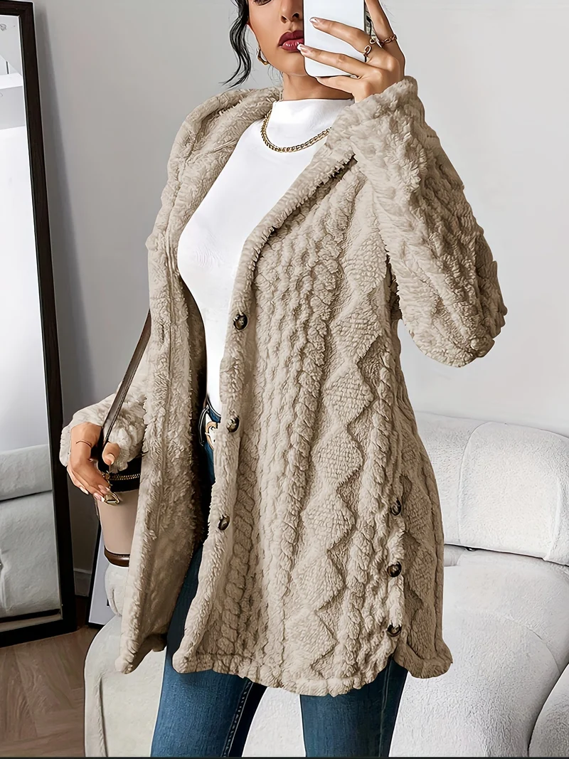 Sophia | Kuschelige Plüsch-Strickjacke Mit Kapuze Für Gemütliche Tage