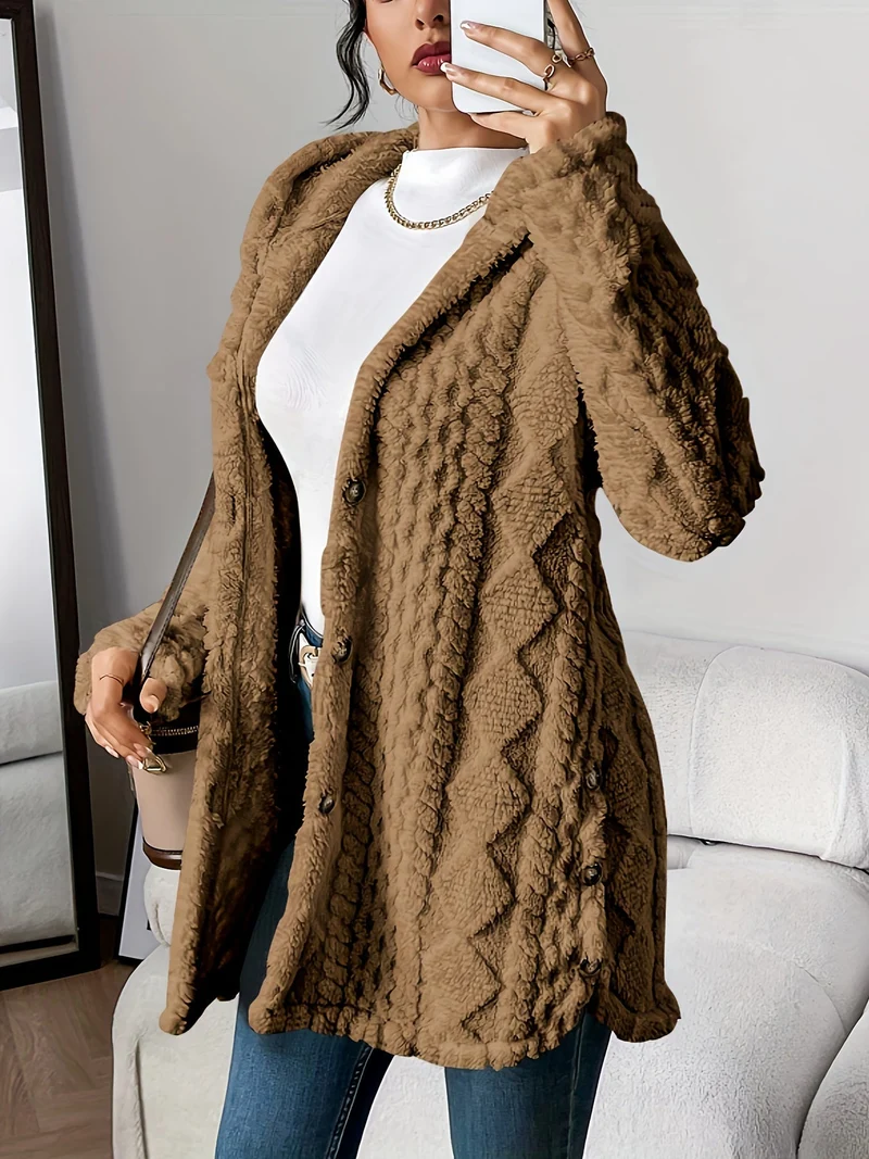 Sophia | Kuschelige Plüsch-Strickjacke Mit Kapuze Für Gemütliche Tage
